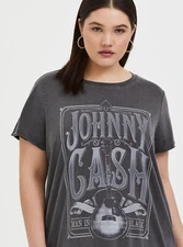 Vtg Johnny Cash 90s Rare Design Remake Graphic Charcoal t shirt NH20421