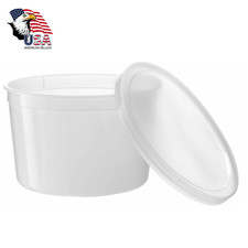 64oz Deli Food Plastic Containers w/ Lids For Soups Microwave Freezable-50 Count