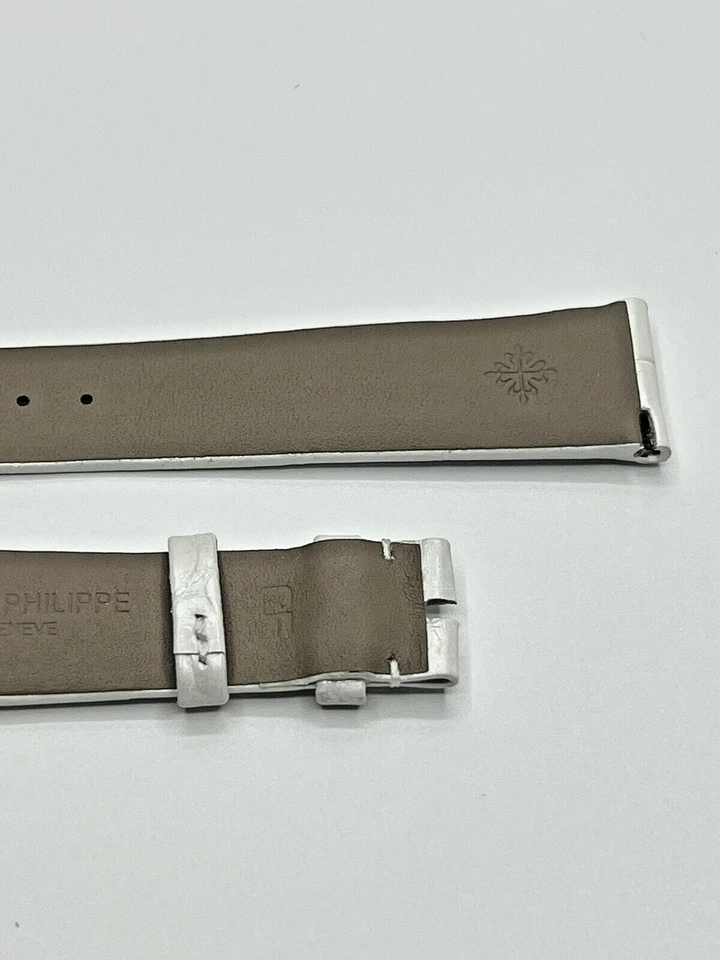 Ремешок для часов Patek Philippe Alligator белый жемчужный от оригинального производителя 17 мм x 14 мм 17 x 14 НОВЫЙ! - Изображение 4 из 4