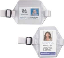 6 PK Advantus Vertical Arm Badge Holder 2 1/2 x 3 1/2 Clear/White LOT OF 6