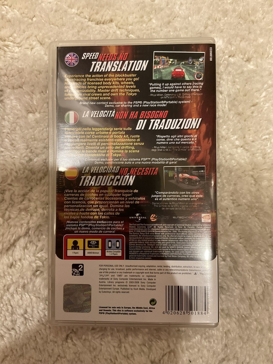 PSP＆カセット The Fast And The Furious PSP Sony PlayStation Portable | eBay