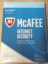 McAfee Internet Security 2017 For 1 Year 3 Devices  SEALED Retail Pack