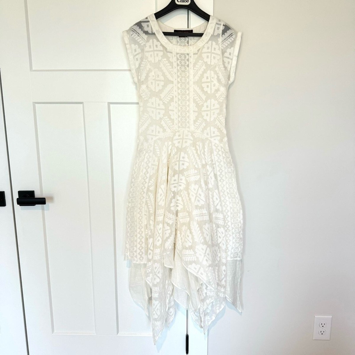 Payal Pratap Palena Cream Lace Asymmetrical Hemline Midi Dress OP  Anthropologie