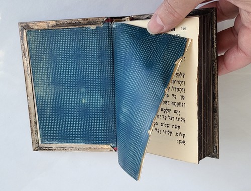 VINTAGE TORAH HEBREW JEWISH PRAYER BOOK JUDAICA METAL SILVER-TONE TURQUOISE - Picture 5 of 5