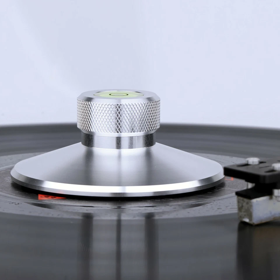 Aluminum LP Vinyl Turntable Record Weight Clamp Sliver Stabilizer+Bubble Level - image 4 of 4