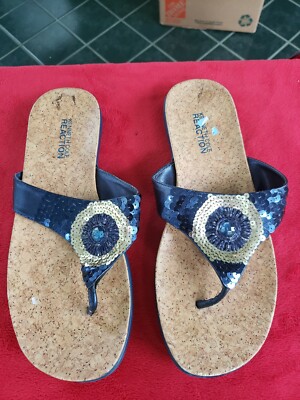 KENNETH COLE REACTION Sandals Women's 7.5 Blue Thong Flipflop