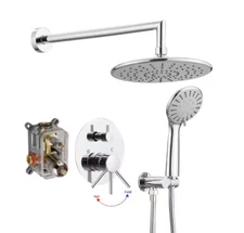 BWE A-98046-C 1-Handle 3-Spray Rain Shower Faucet Head Round Polished Chrome NEW