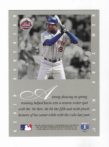 Kevin Roberson 1996 LEAF MLB SIGNATURE EXTENDED SERIES AUTOGRAPH CARD ...