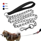 4ft Strong Metal Chain Dog Lead Heavy Duty Walking Leash with Soft Padded Handle