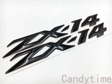 Black 3D Raised ZX-14 Fairing Tank Emblem Sticker Decal For Ninja ZX-14