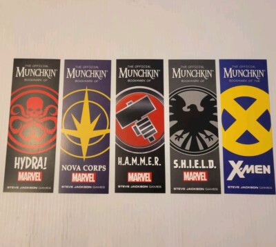 Munchkin Marvel & X-Men Bookmarks Steve Jackson Card Game Comics Promos Set of 5