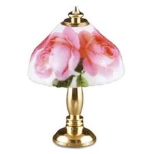 Floral Shade Table Lamp w Pink Roses 1.629/5 Reutter DOLLHOUSE Miniature