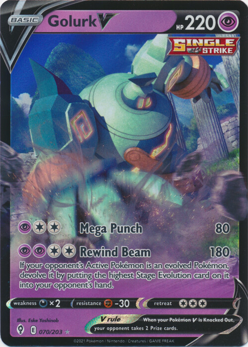 Golurk V - 070/203 Ultra Rare Evolving Skies Pokemon TCG NM