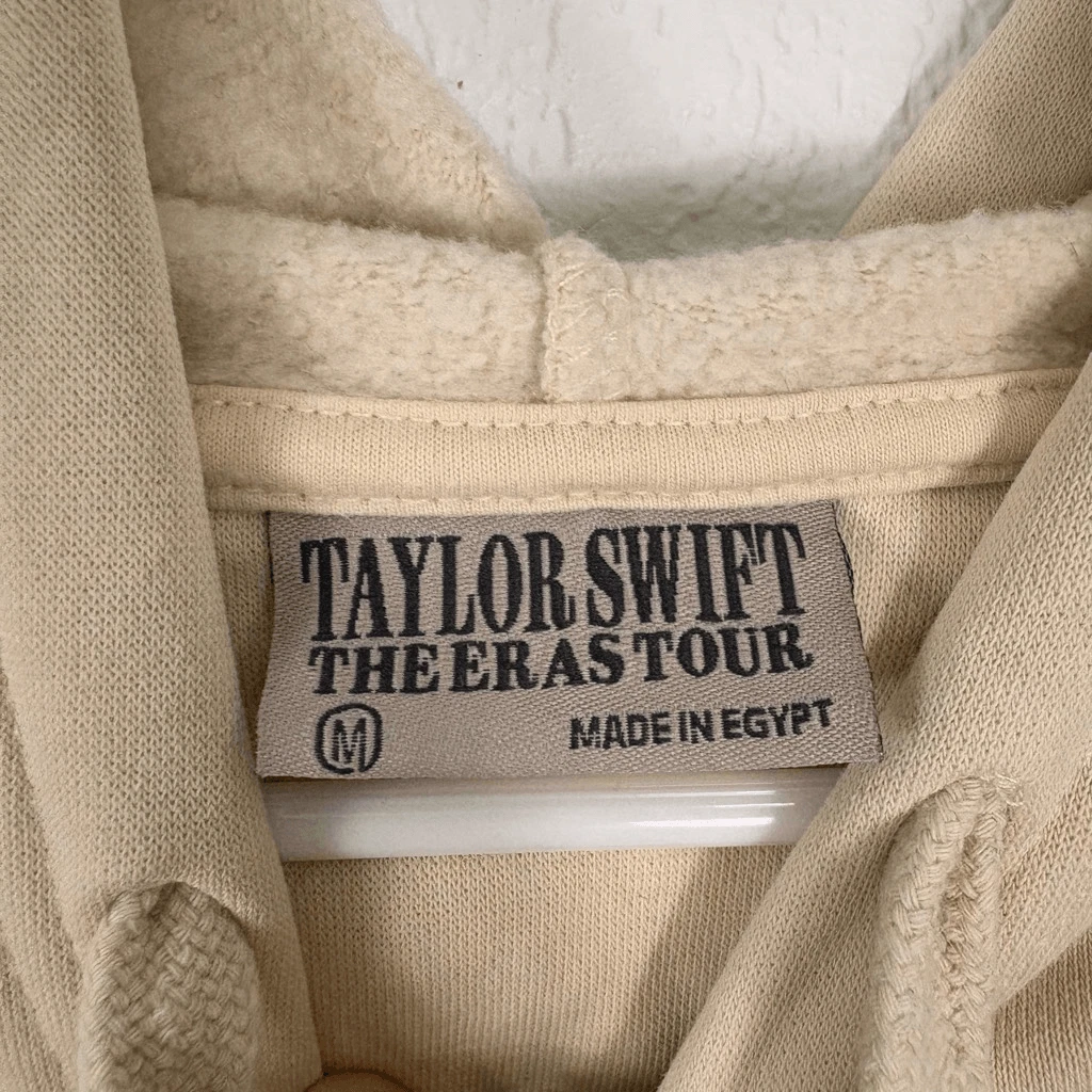 OFF WHITE Felpa Pullover Taylor Swift The Eras Tour Crema con Cappuccio in Pile Taglia Media