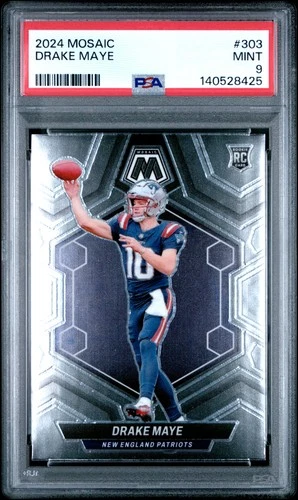 140528425 Drake Maye 2024 Panini Mosaic #303 Rookie RC PSA 9
