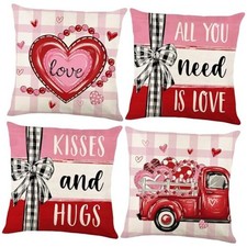 Valentines Day Pillow Covers 18x18 Inch Set of 4, Valentines Pillow Covers-pink