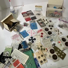 Large Lot Of Sewing Accessories Buttons Needles Oil Singer More