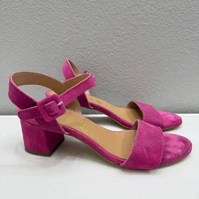 Avellini Womens Sandals Size 7.5 Pink Suede Block Heel Shoes