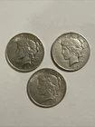 PEACE DOLLAR LOT OF 3 (three) 1922 $1.50 FACE VALUE 90% SILVER
