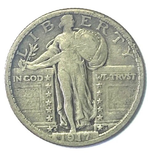 1917 S 25c Standing Liberty Silver Quarter San Francisco Type 2