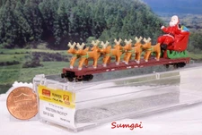 MTL Micro-Trains Western Pacific Flatcar w/Santa+Reindeer Sleigh Z Scale Z Gauge