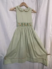 Vive La Fete Smocked Soft Green Dress Sz 8 Embroidered Seahorses/fish CUTE!