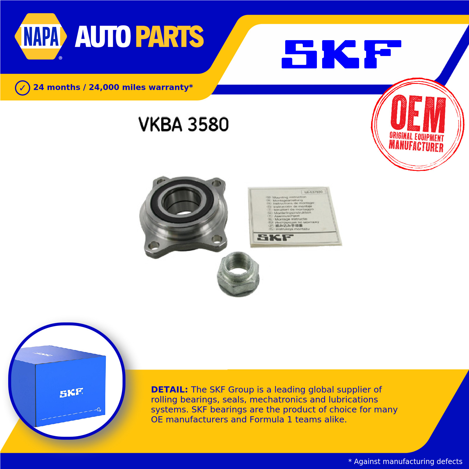 Wheel Bearing Kit Front VKBA3580 SKF 46739139 71753817 Top Quality Guaranteed