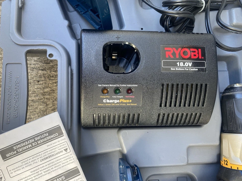 Ryobi Tool 18V Lot - Drill, Flashlight, Charger, Case - Image 3 of 4