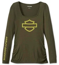 Harley-Davidson Women's Bar & Shield Square Neck Long Sleeve Top 96269-24VW