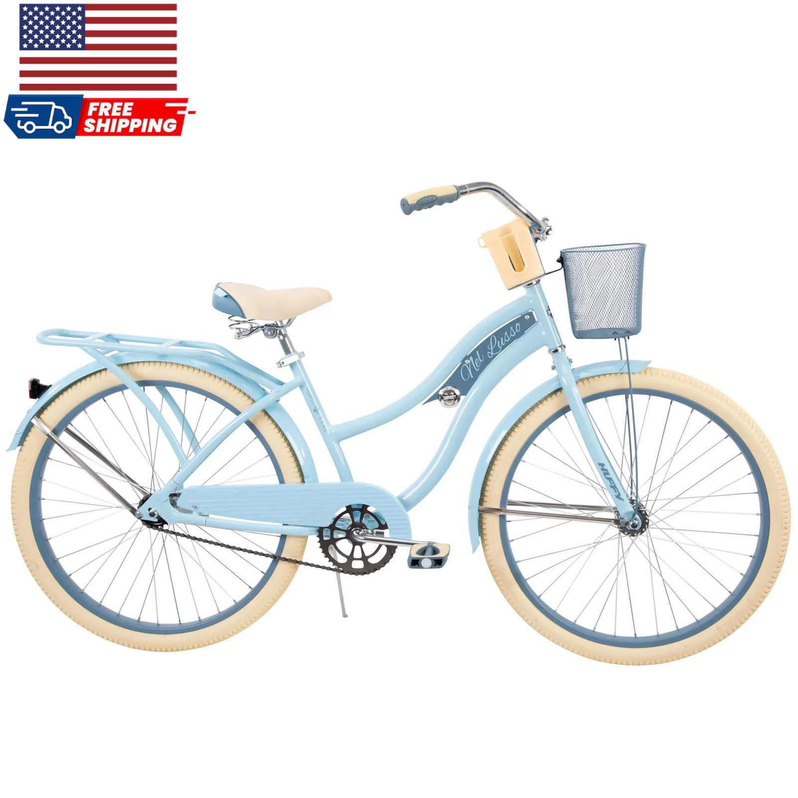 26" Nel Lusso Cruiser Bike, Fits Riders 5'0" Light Blue Adul