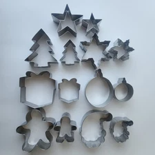 Set-14 Christmas Cookie Cutters- 2 Each Same Design-LG (4-4.5")and Small (2"-3")
