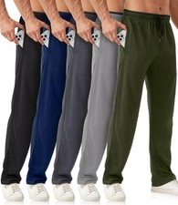 Mens Sweatpants with Zipper Pockets 5 Pack Mens Joggers for Men Open Bottom M...