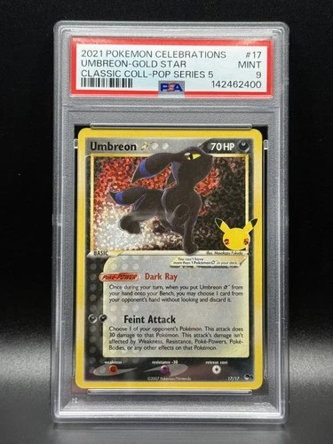 PSA 9 MINT Umbreon 17 Gold Star Celebrations Classic Collection Pokemon Card