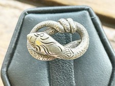 Vintage Sterling Coiled SNAKE Serpent Ring with Etched Scales Design Sz. 5.5