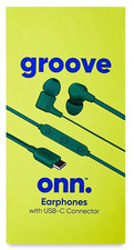 NEW GROOVE ONN. Earphones w/ USB-C Connector  Microphone Tangle Free Cord GREEN