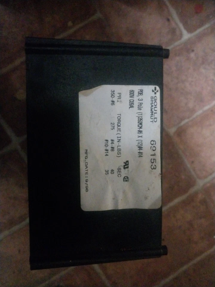 NEW GOULD SHAWMUT 69153 PDB POWER DISTRIBUTION BLOCK 600V 3 POLE 1#6 X 12 #4-#14 - Image 2 of 4