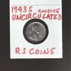 1943 S  CHOICE  UNC   LINCOLN CENT  ~CHC BRILLIANT UNC~  RS COINS #99i FREE SHIP
