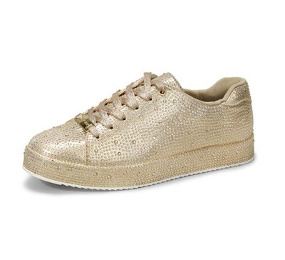 LUCKY STEP Platform Rhinestone Fashion Glitter Sneakers Sparkly Bling Shiny Shoe