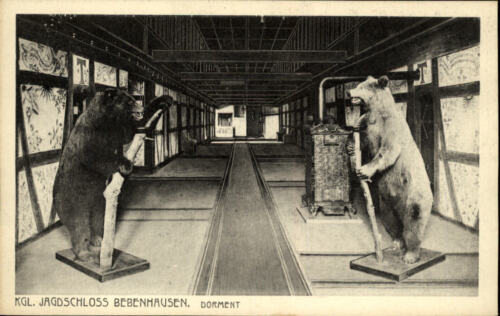 Bebenhausen Postkarte ~1910/20 kgl. Jadgschloß Dorment Ofen ausgestopfte Bären - Bild 1 von 1