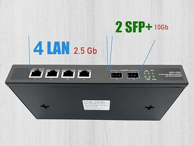 Switch 10G Fibre Optique–2 Ports SFP+ 10Gb, 4 Ports Gigabit Ethernet, Plug&Play - Immagine 4 di 4