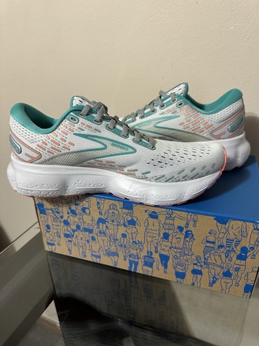 NEW Sz 9.5 Womens Brooks Glycerin 20 Running Shoes Oyster/Latigo Bay/Coral - Picture 3 of 8