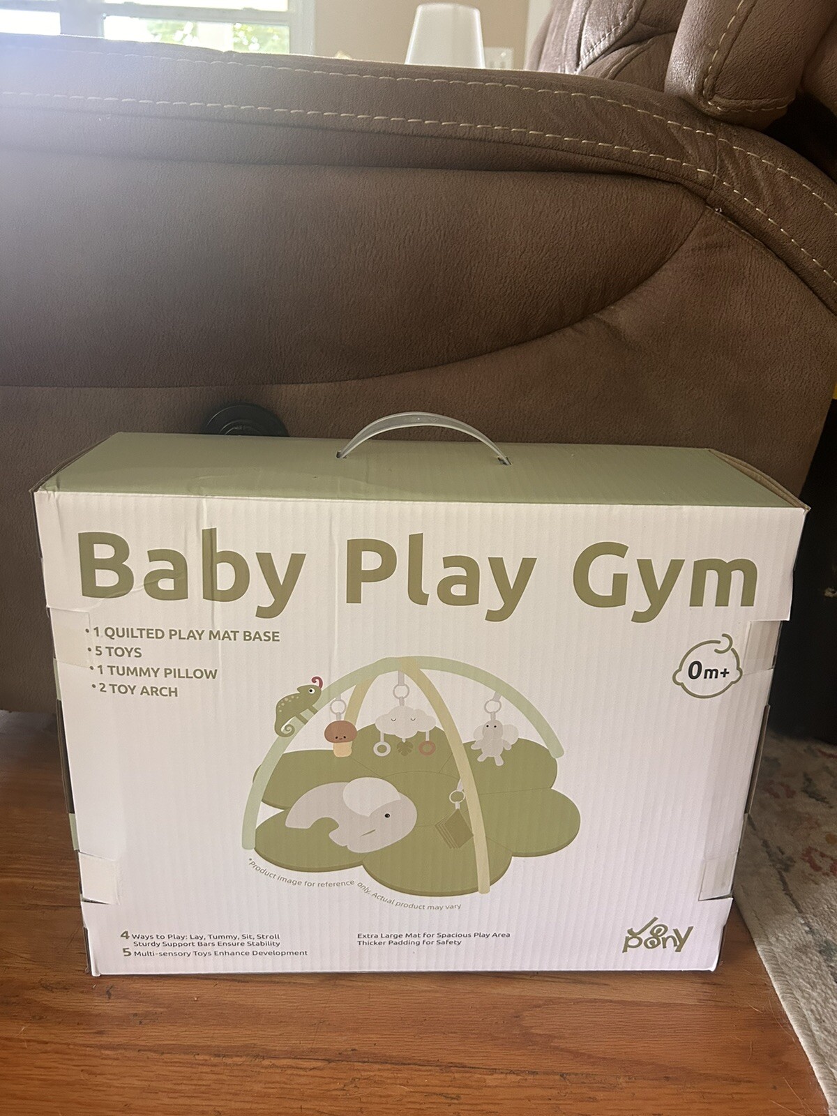 Joypony Baby Play Gyms Mat Larger Tummy Time Mat with Pillow Mirror & 5 Senso...