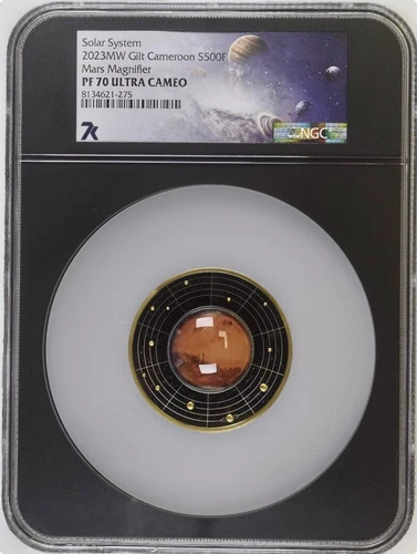 SOLD OUT 7k Metals Mars Solar System Magnifier 2023 Cameroon NGC PF70 Mint 500