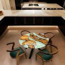 Made To Order White Epoxy Resin Center Sofa Coffee Table Top Natural Furniture