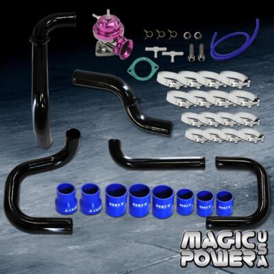 Black Intercooler Piping+ Purple RS BOV+ Blue Couplers Kit for 1994-2001 Integra