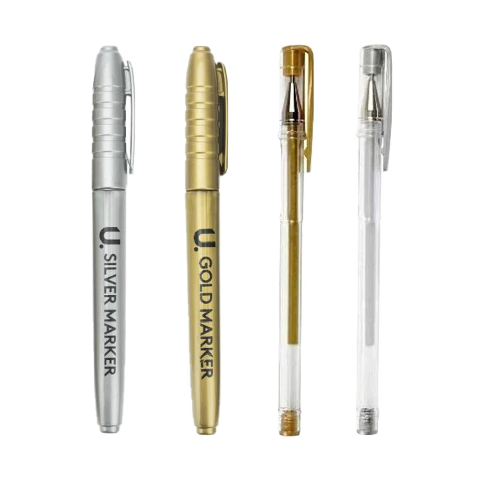 ANKER Medium METALLIC Permanent Marker Gel Pen Gold Silver Craft Paper Card Metal