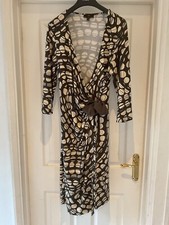 Fenn Wright Manson Wrap-Style Jersey Dress - Size 16 - Brown Pattern - New WOT