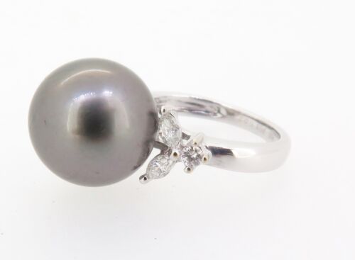 .A STUNNING TAHITIAN CULTURED PEARL & DIAMOND SET DRESS RING VAL $3810 - Picture 1 of 9