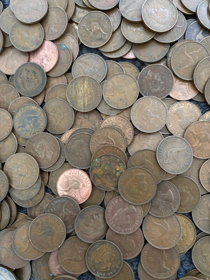 Australian Penny / Pennies Bulk 3 Kilo Approx 315 Coins Pre decimal Kangaroo - image 4 of 4