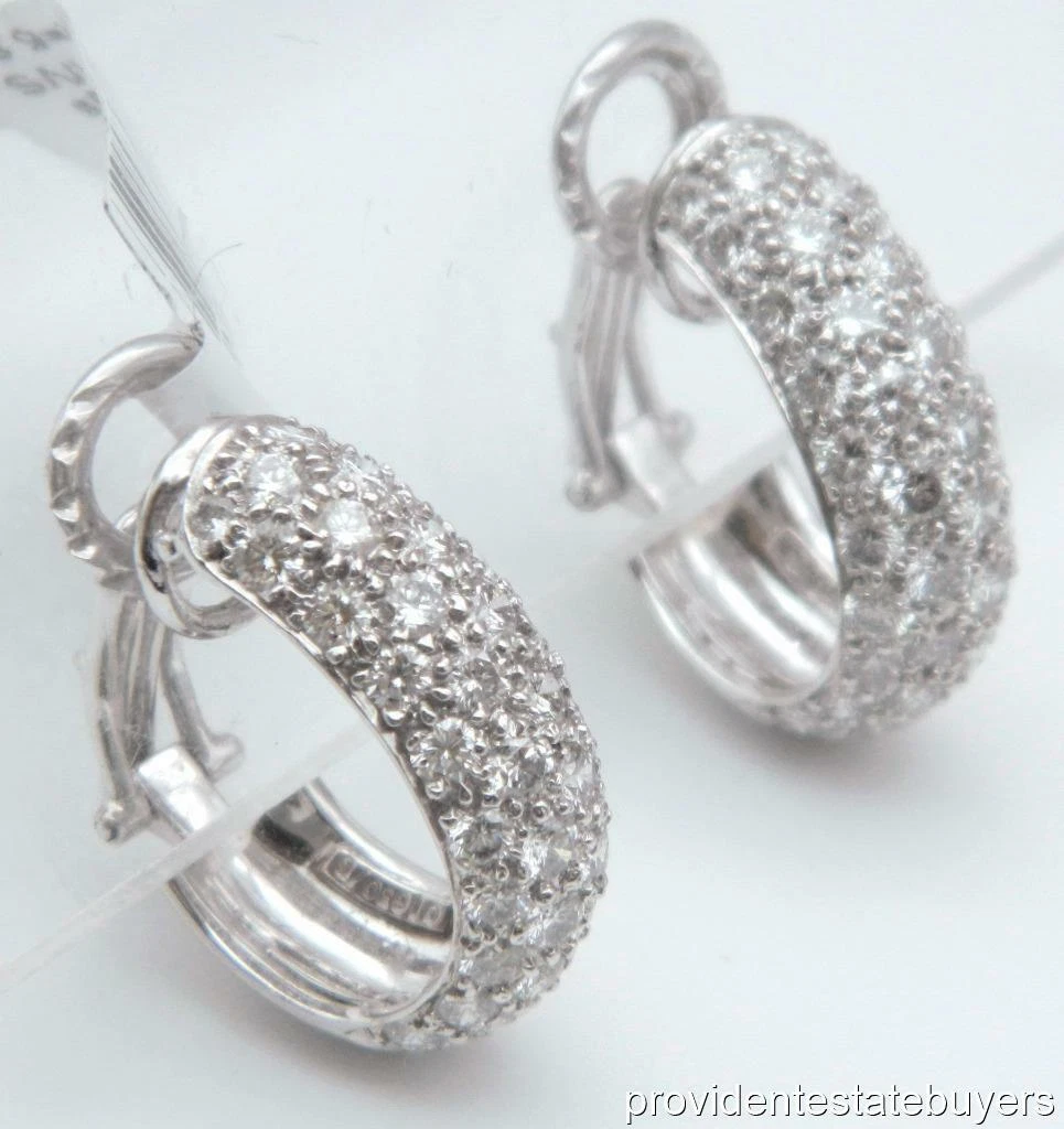 2ct Natural Diamond HARRY WINSTON Platinum Cluster Semi Hoop Clip
